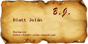 Blatt Jolán névjegykártya